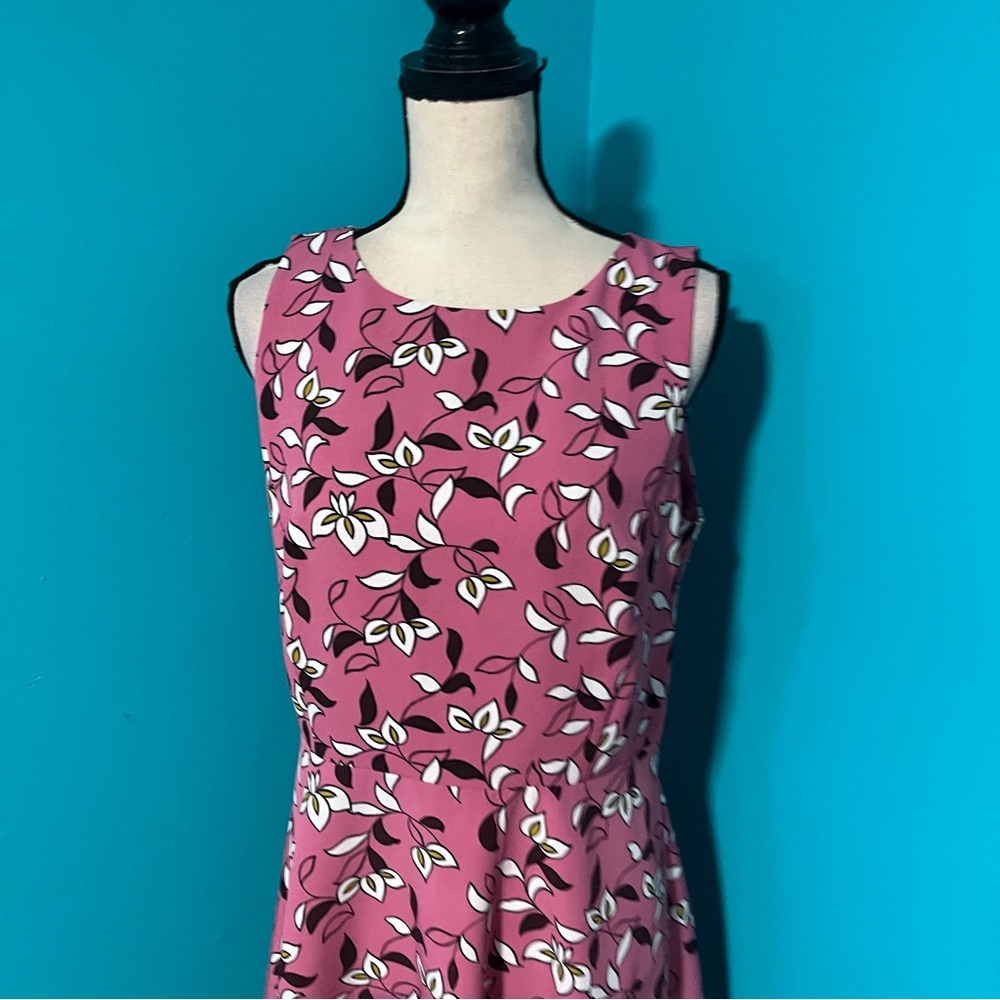 Ann Taylor 10 Pink Floral Print Sleeveless A-Line Dress - Picture 2 of 5